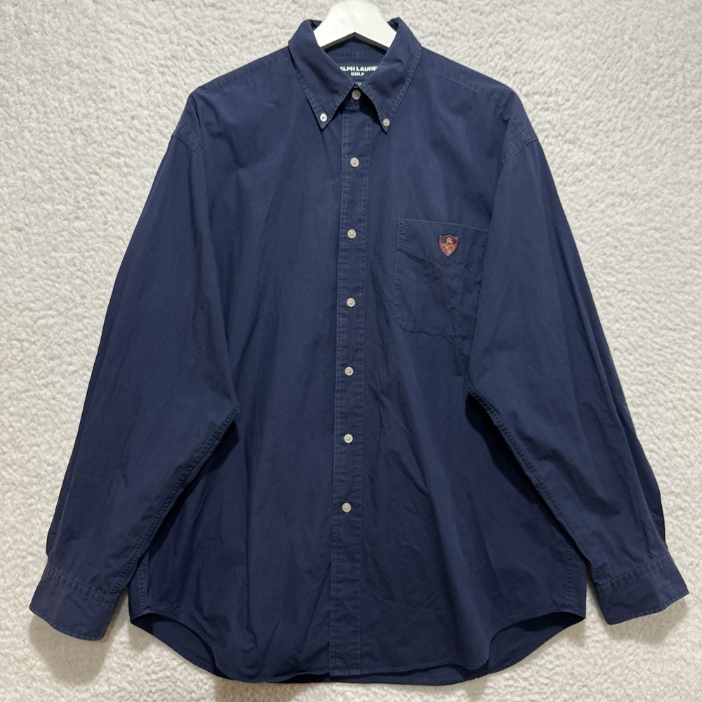Ralph Lauren Golf Tilden Long Sleeve Shirt Men's L Navy Button Down Crest Logo